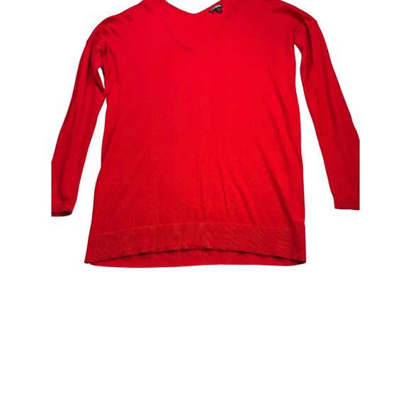 Express Womens V-Neck Sweater Size S Red Drop Shoulder Lightweight - Picture 3 of 7